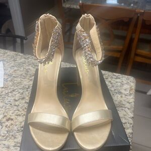 Lulu's Elegant Gold Embellished Heels
